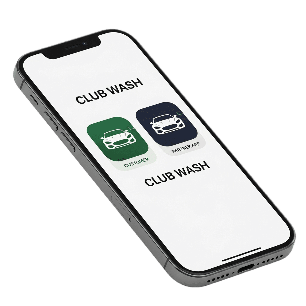 Club Wash Apps on a phone